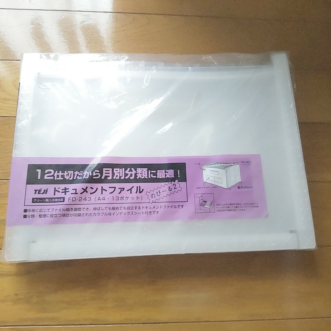 TEJI ドキュメントファイルのび～る2 クリア インテリア/住まい/日用品の文房具(ファイル/バインダー)の商品写真