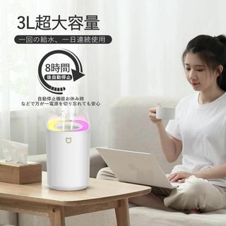 加湿器 卓上 超音波式 3L 大容量　かわいい ネコ型　寝室　リビング(Androidケース)