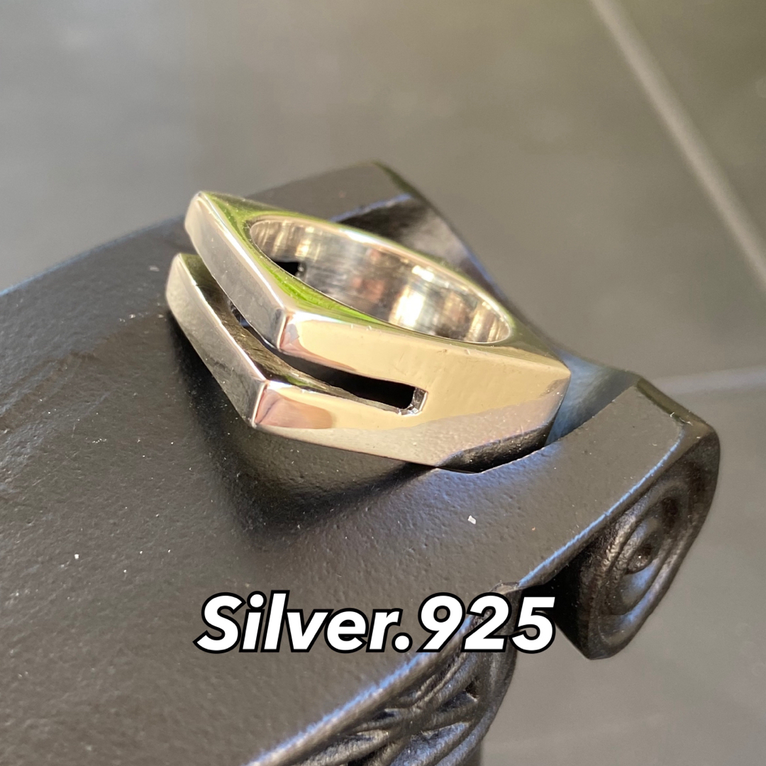 NY シルバーリング【17号】指輪 Silver 925 カットデザイン メンズのアクセサリー(リング(指輪))の商品写真