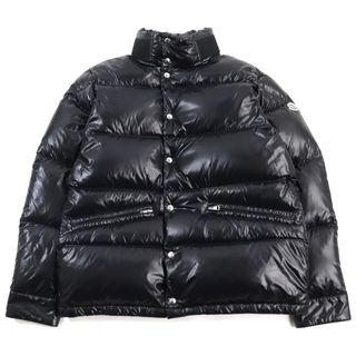 モンクレール(MONCLER)の美品○MONCLER モンクレール 20-21AW F20911B53000 68950 RATEAU GIUBBOTTO ロゴワッペン付き フード入り スタンドカラー ドローコード ダウンジャケット ブラック 5 正規品 メンズ(ダウンジャケット)