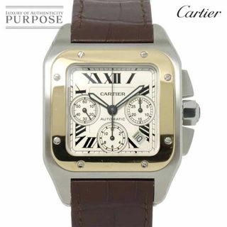 カルティエ(Cartier)のカルティエ Cartier サントス100 コンビ XL クロノグラフ W20091X7 メンズ 腕時計 シルバー K18YG オートマ 自動巻き Santos 100 VLP 90232389(腕時計(アナログ))