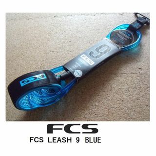 FCS ALL ROUND Leash 9ft　クロ ・ブルー　ヒザ用(サーフィン)