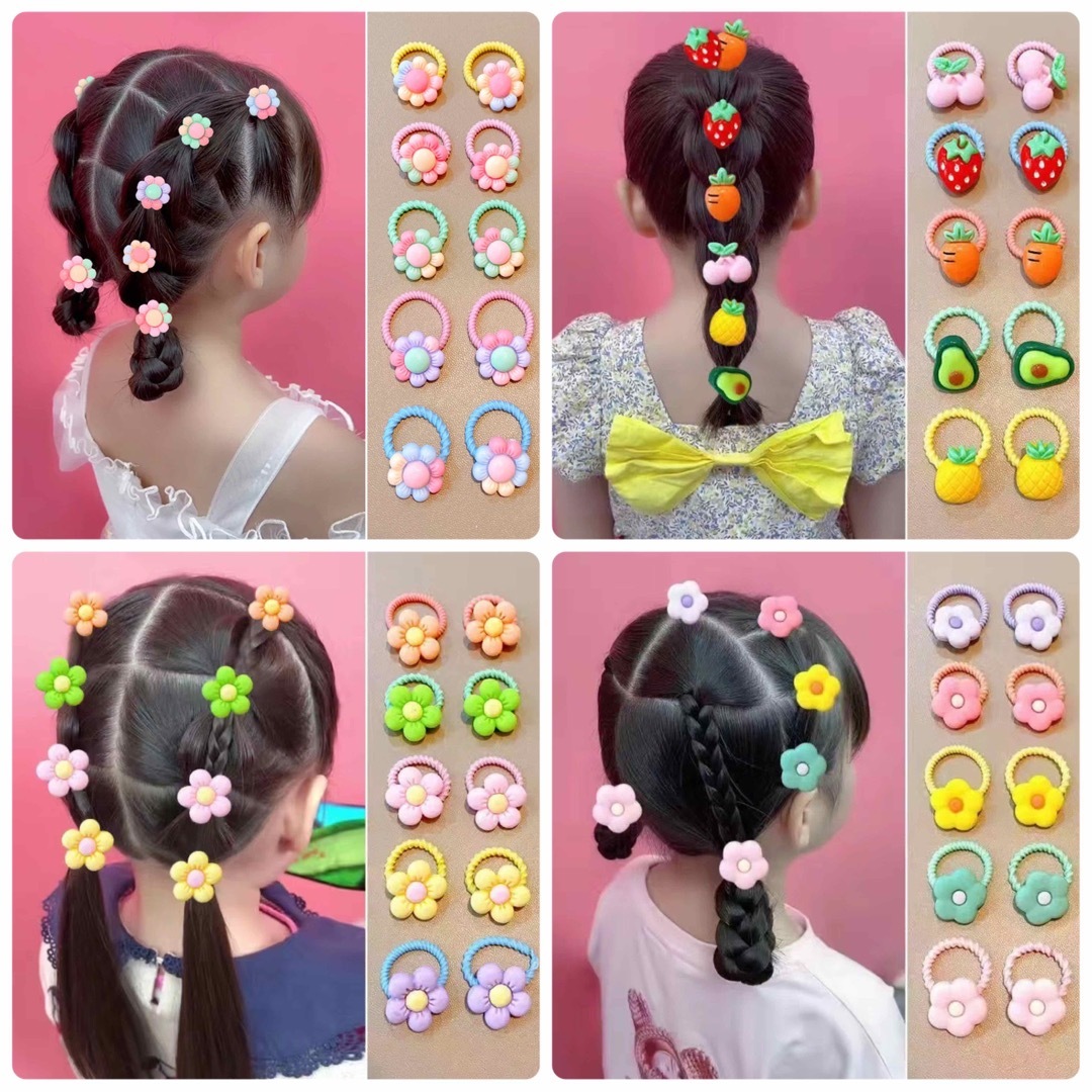 ヘアゴム ベビー キッズ かわいい 花 10セット キッズ/ベビー/マタニティのこども用ファッション小物(その他)の商品写真