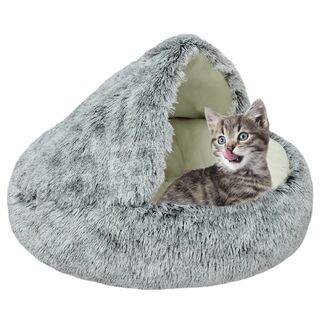【色: グレー】Didabotak 猫 ベッド ペット用寝袋 ドーム 犬ハウス (猫)