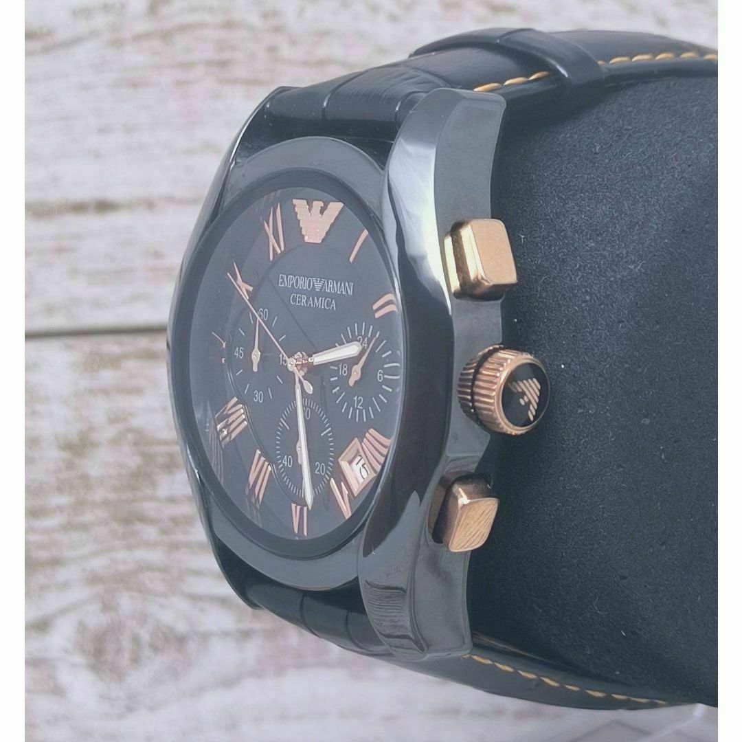 Emporio Armani(エンポリオアルマーニ)の動作品　エンポリオアルマー二　ブラック　ゴールド　セラミック　腕時計　定価5万円 メンズの時計(腕時計(アナログ))の商品写真