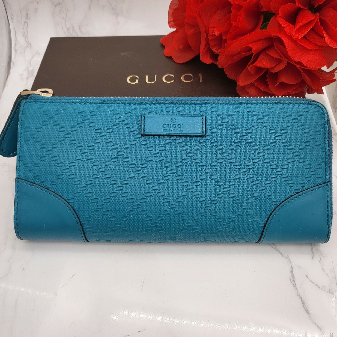 Gucci(グッチ)の【希少】 GUCCI グッチ ディアマンテ L字ファスナー 長財布 財布 ブルー レディースのファッション小物(財布)の商品写真