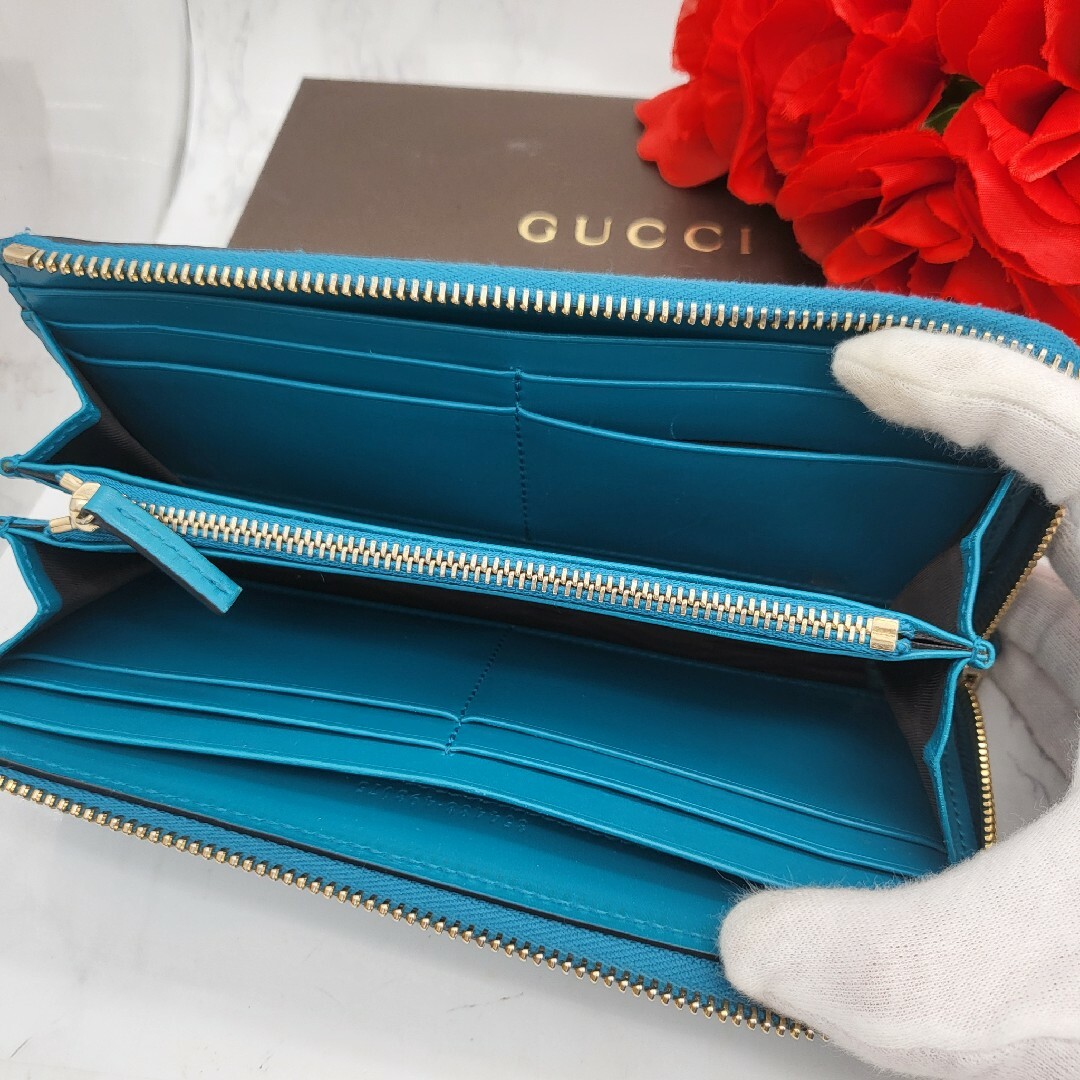Gucci(グッチ)の【希少】 GUCCI グッチ ディアマンテ L字ファスナー 長財布 財布 ブルー レディースのファッション小物(財布)の商品写真