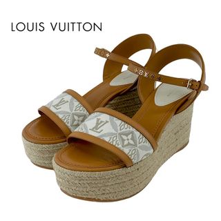 ルイヴィトン(LOUIS VUITTON)のルイヴィトン LOUIS VUITTON スターボードライン モノグラム サンダル 靴 シューズ レザー キャンバス ブラウン ホワイト 未使用 エスパドリーユ ウェッジソール(サンダル)