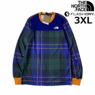 ザノースフェイス(THE NORTH FACE)のノースフェイス 長袖 Tシャツ US限定(3XL)青 緑 チェック柄180902(Tシャツ/カットソー(七分/長袖))