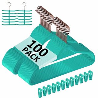 【色: Light Teal】VECELO ハンガー 100本組 ライトティール(日用品/生活雑貨)