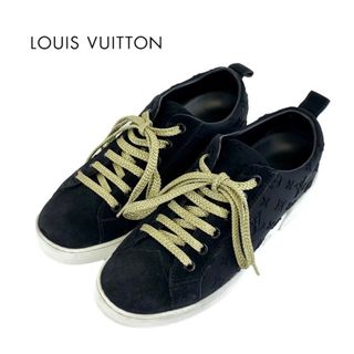 ルイヴィトン(LOUIS VUITTON)のルイヴィトン LOUIS VUITTON スニーカー 靴 シューズ ファブリック スエード ブラック ゴールド モノグラム(スニーカー)