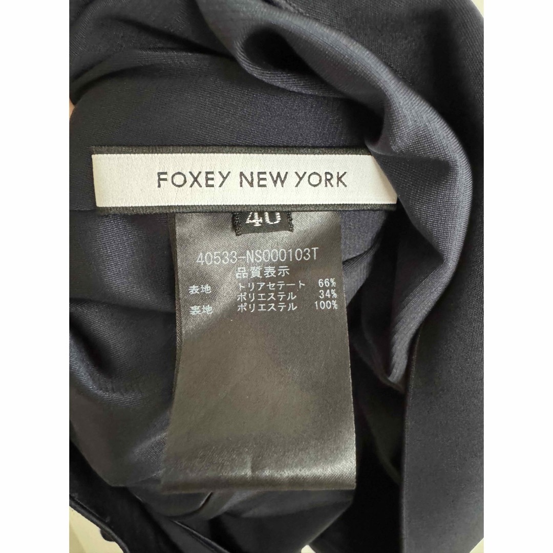 FOXEY(フォクシー)のFOXEY NEW YORK ワンピース ノースリーブ 40 紺 レディースのワンピース(ひざ丈ワンピース)の商品写真