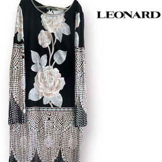 レオナール(LEONARD)の 【美品】LEONARD レオナール ロングワンピース 長袖 花柄 (ロングワンピース/マキシワンピース)