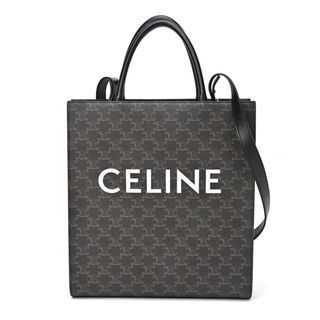 セリーヌ / CELINE   ミディアム バーティカル カバ　194432CIM.38NO   CELINEプリント入りトリオンフキャンバス　ブラック 　【中古】 商品番号 E-155431(トートバッグ)