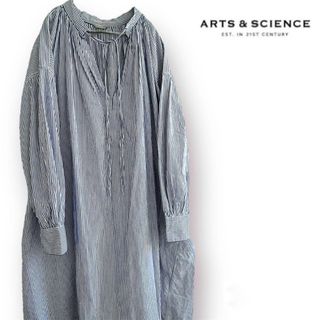 アーツアンドサイエンス(ARTS&SCIENCE)の【美品】ARTS＆SCIENCE ストライプ ワンピース フレア 長袖 Aライン(ロングワンピース/マキシワンピース)