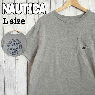 NAUTICA - NAUTICA ノーティカ ポケットtシャツ バックプリント グレー 海外古着