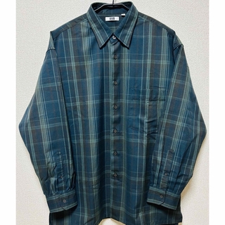 ユニクロ(UNIQLO)の【UNIQLO】フランネルオーバーサイズチェックシャツ (XL/68ブルー)(シャツ)