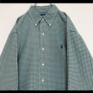 Ralph Lauren - ラルフローレン BDシャツ 長袖 グリーンギンガムチェック パープルポニー刺繍