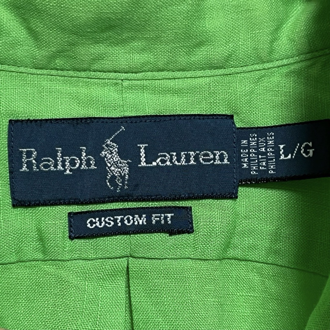 Ralph Lauren(ラルフローレン)のラルフローレン BDシャツ 長袖 グリーン 紫ポニー刺繍 L リネン 麻 L メンズのトップス(シャツ)の商品写真