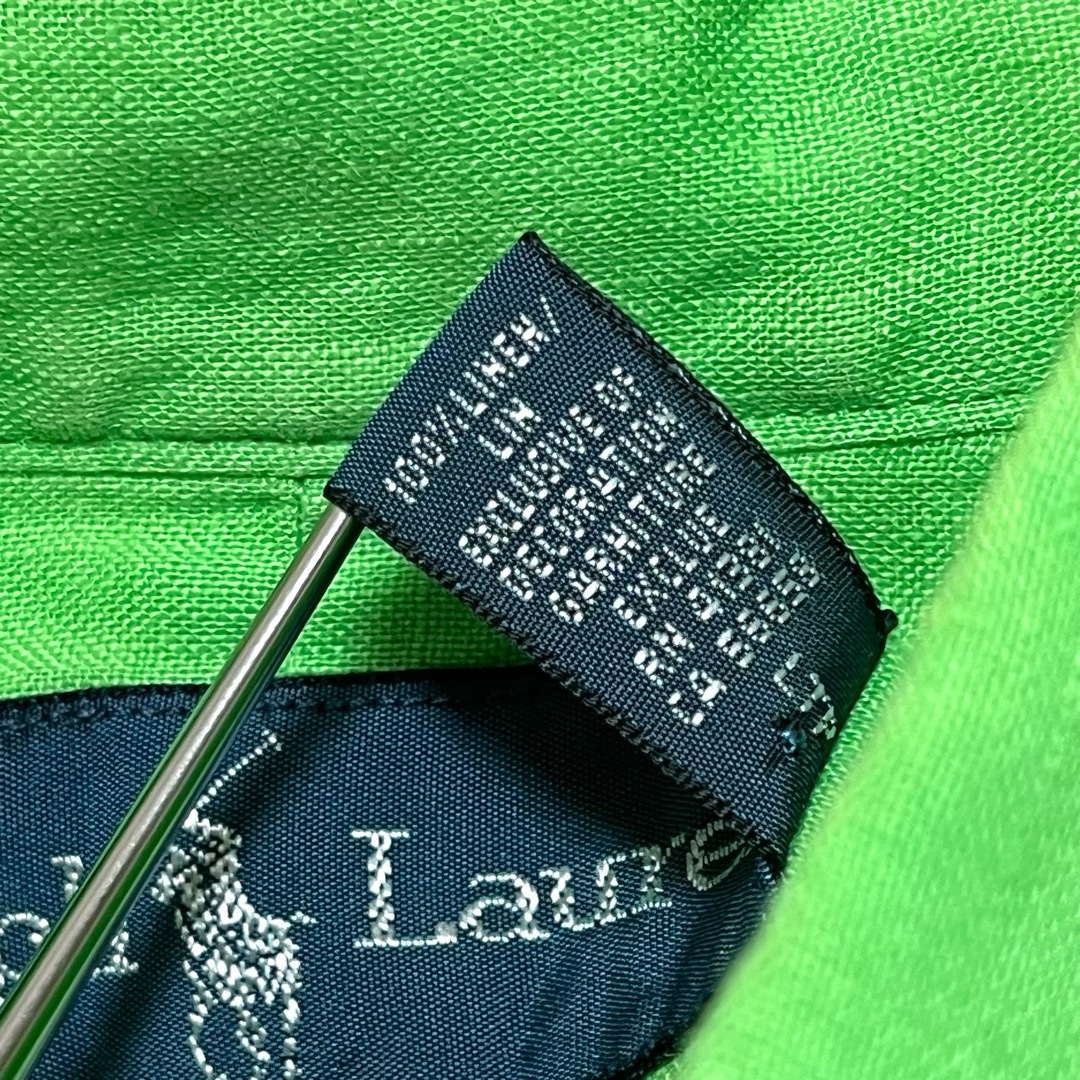 Ralph Lauren(ラルフローレン)のラルフローレン BDシャツ 長袖 グリーン 紫ポニー刺繍 L リネン 麻 L メンズのトップス(シャツ)の商品写真