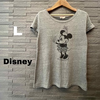 ディズニー(Disney)のDisney ディズニー ライトオン ミニー 半袖 Tシャツ Lサイズ グレー(Tシャツ(半袖/袖なし))