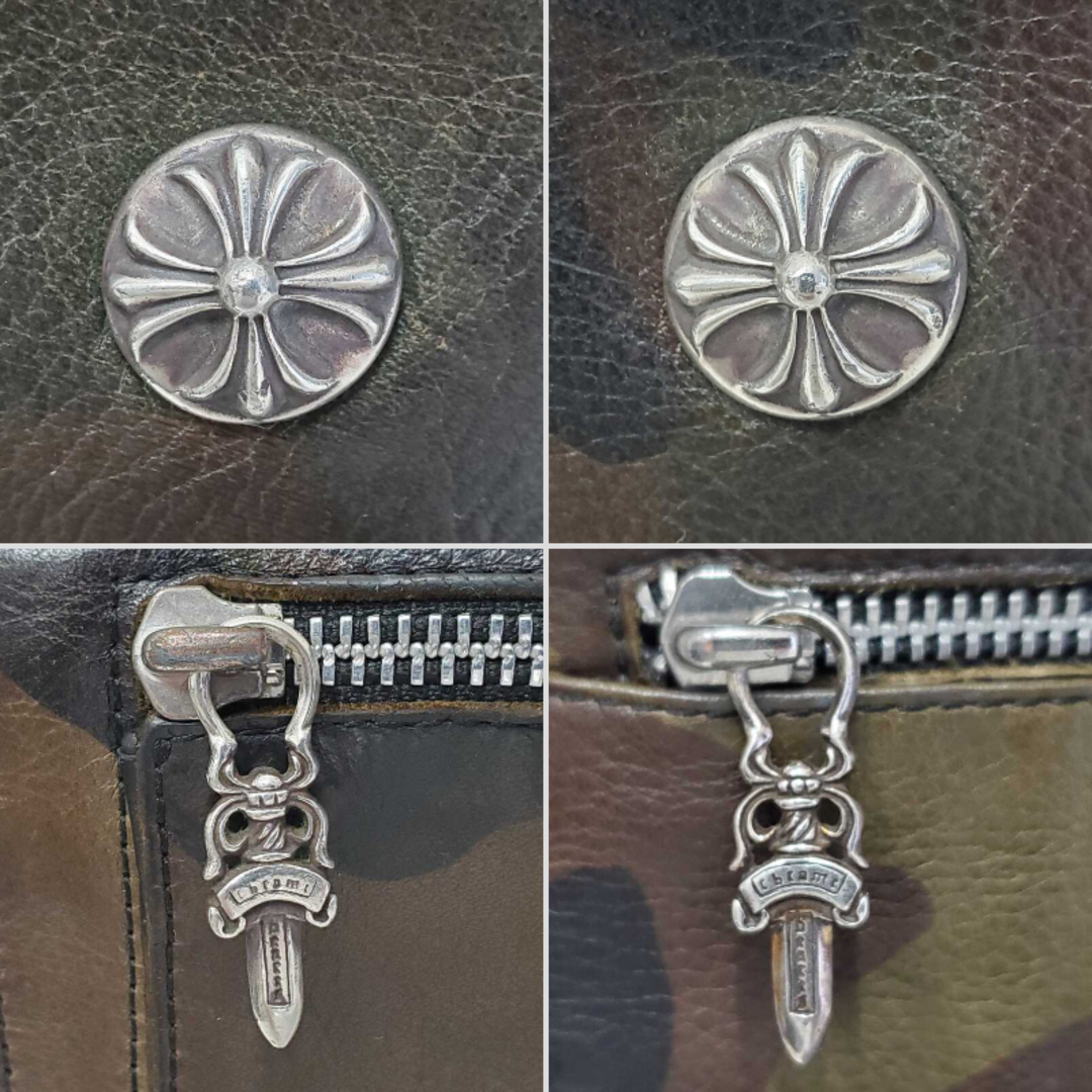 CHROME HEARTS WAVE CROSS BALL カモフラ 中古 クロムハーツ メンズ 財布 レザー 迷彩 32404K307 メンズのファッション小物(長財布)の商品写真