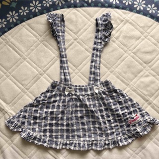USED子供服 肩紐付きミニスカート 小さめ130(スカート)