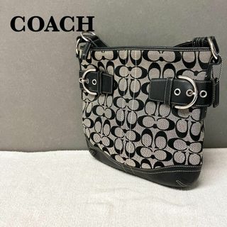 コーチ(COACH)の美品✨COACH コーチショルダーバッグハンドバッグブラック黒シグネチャー総柄(ショルダーバッグ)