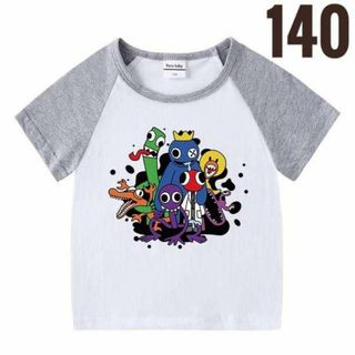 レインボーフレンズ Tシャツ　キッズ　シャツ　半袖　グレー　灰　子供服 140＠(Tシャツ/カットソー)