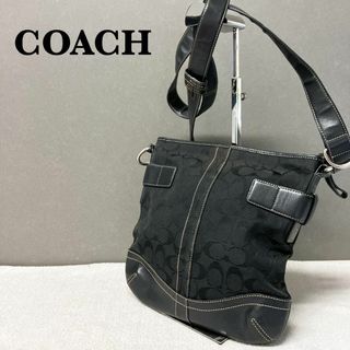 コーチ(COACH)の美品✨COACH コーチショルダーバッグハンドバッグブラック黒シグネチャー総柄(ショルダーバッグ)