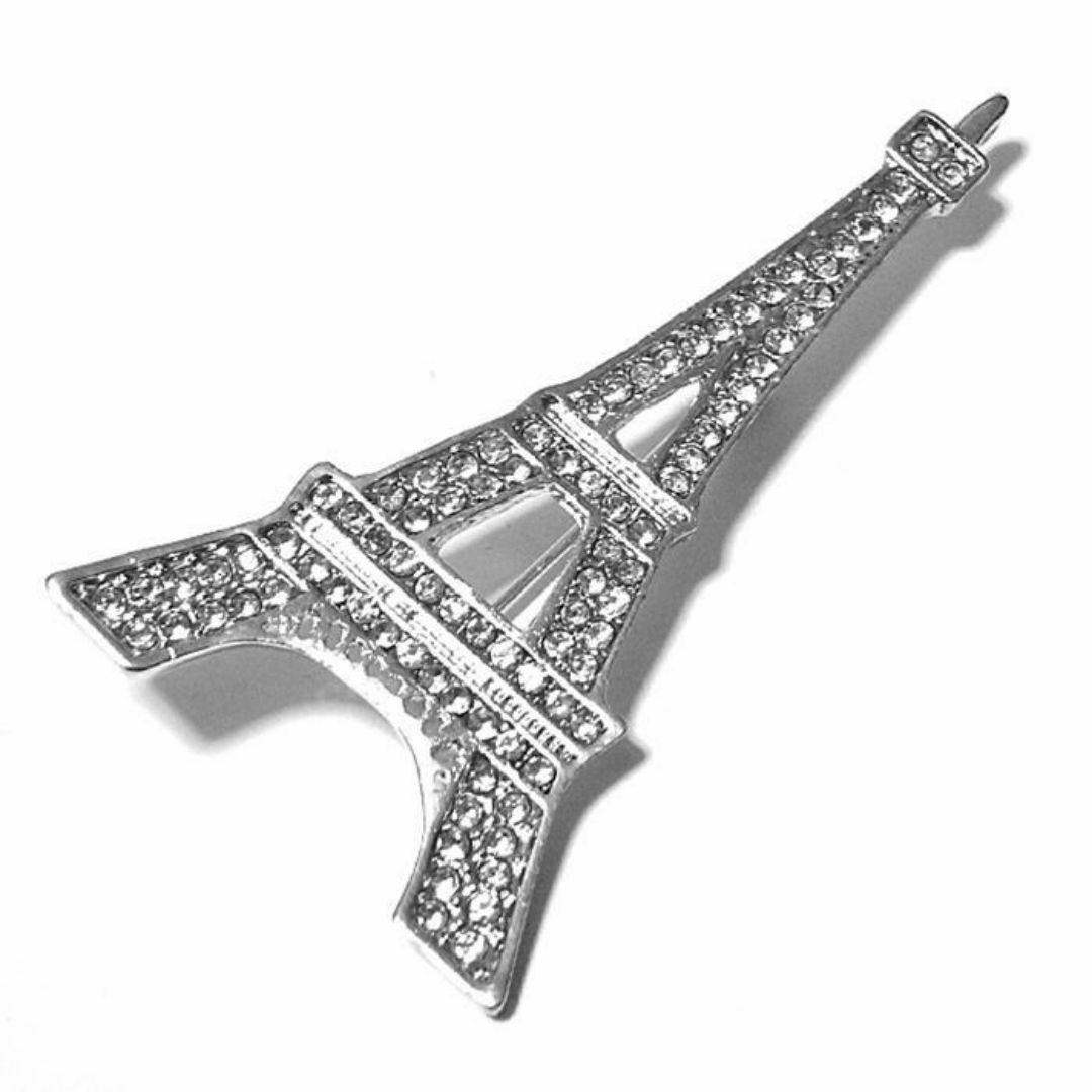 bro-0369　ブローチ　エッフェル塔　フランス　パリ　ラインストーン レディースのアクセサリー(ブローチ/コサージュ)の商品写真