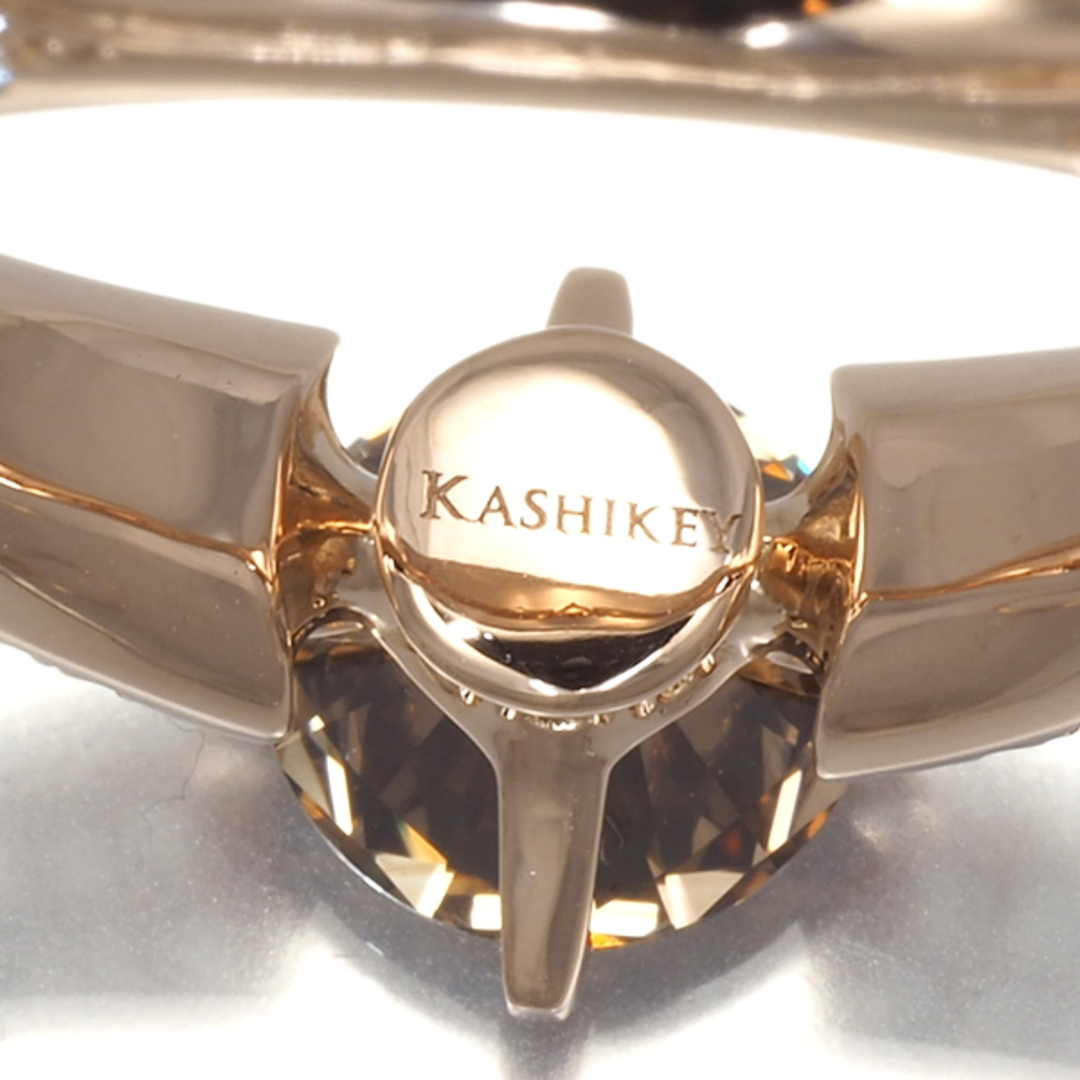 カシケイ リング ブラウン&クリア ダイヤ 1.17ct/0.55ct ソリティア パヴェ 12号 K18PG  レディースのアクセサリー(リング(指輪))の商品写真