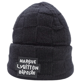 ルイヴィトン(LOUIS VUITTON)のLOUIS VUITTON(ルイ・ヴィトン) ビーニー・ダミエ パール 帽子 アパレル ファッション小物 ニット帽 ニットキャップ ウール ブラック黒 M7336A(2024年4月現在現行品) メンズ 40803001545【中古】【アラモード】(ニット帽/ビーニー)