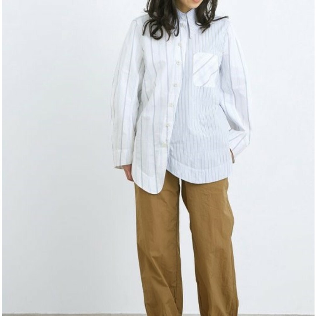 GANNI ガニー 20SS SHIRTING COTTON SHIRT アシンメトリーストライプシャツ EUH10090 36 サックス 長袖 トップス【中古】【GANNI】 レディースのトップス(シャツ/ブラウス(長袖/七分))の商品写真