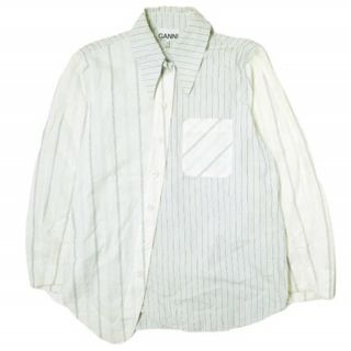 GANNI ガニー 20SS SHIRTING COTTON SHIRT アシンメトリーストライプシャツ EUH10090 36 サックス 長袖 トップス【中古】【GANNI】(シャツ/ブラウス(長袖/七分))