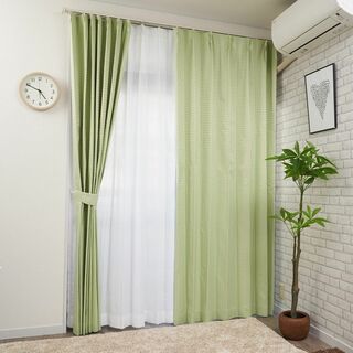 【色: グリーン】curtain-fabfun １級遮光 完全遮光 遮熱 遮音 (その他)
