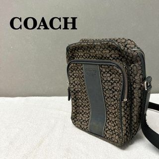 コーチ(COACH)の美品✨COACH コーチショルダーバッグハンドバッグブラックブラウンシグネチャー(ショルダーバッグ)