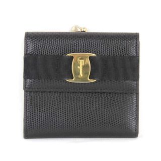 Salvatore Ferragamo - 『USED』 Salvatore Ferragamo フェラガモ 二つ折り財布 レザー ブラック【中古】