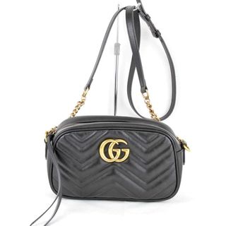 グッチ(Gucci)の美品『USED』 GUCCI グッチ GGマーモント 447632 520981 ショルダーバッグ レザー ブラック【中古】(ショルダーバッグ)