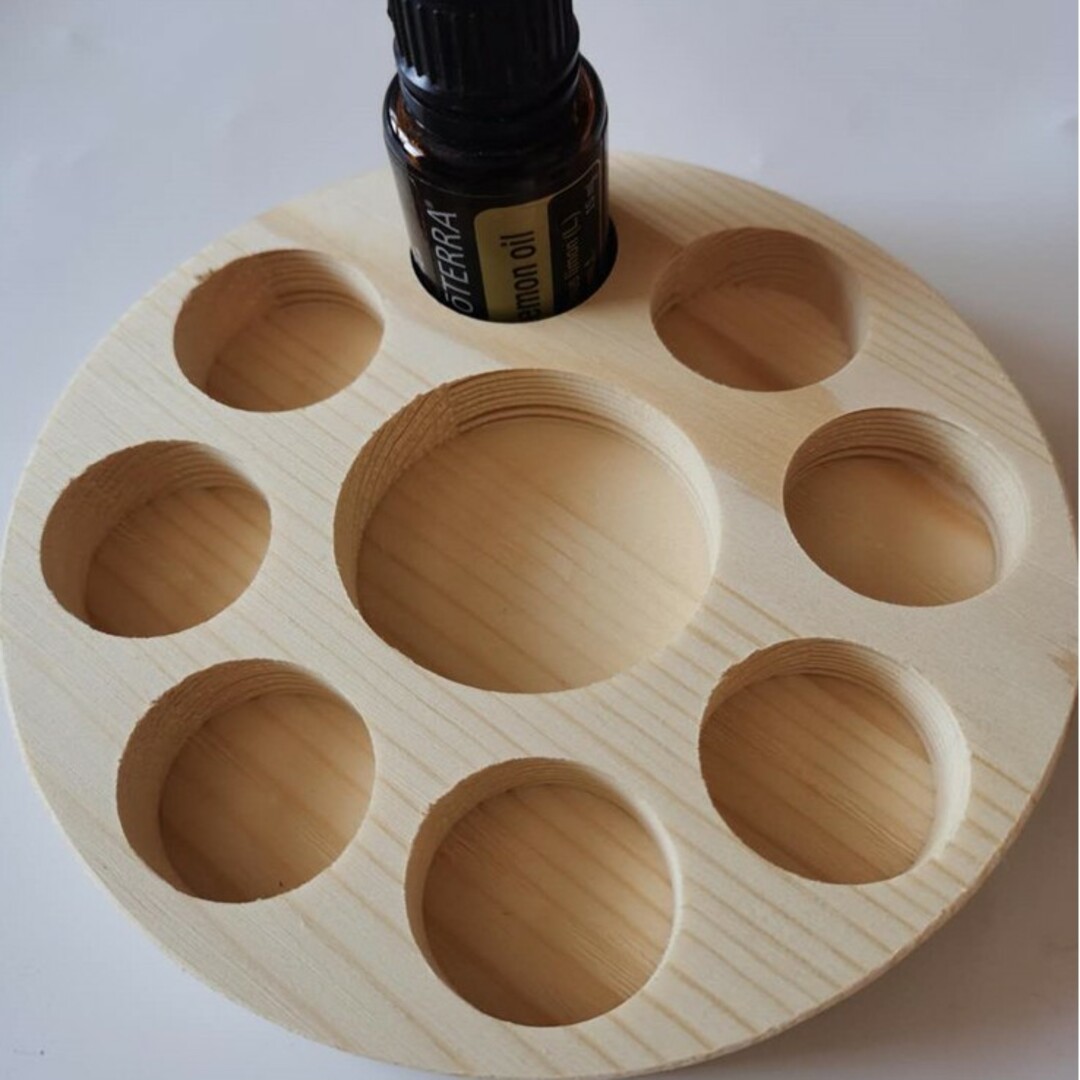 アロマ オイル スタンド 丸型 木製 精油ボトル コスメ/美容のリラクゼーション(アロマポット/アロマランプ/芳香器)の商品写真