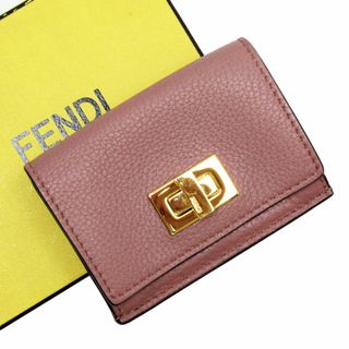 フェンディ(FENDI)のフェンディ FENDI 三つ折り財布 レザー ピンクグレージュ ゴールド レディース 送料無料【中古】 w0176a(財布)