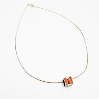 エルメス(Hermes)のエルメス HERMES ネックレス Hキューブ カージュドアッシュ メタル/エナメル シルバー/オレンジ レディース 送料無料【中古】 w0185j(ネックレス)