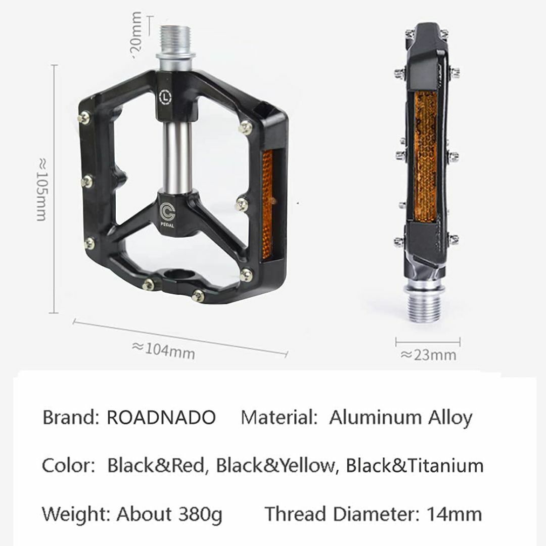 【色:ブラック-チタン】ROADNADO フラットペダル 自転車ペダル 9/16 スポーツ/アウトドアの自転車(パーツ)の商品写真