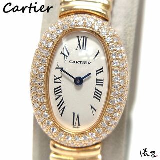 カルティエ(Cartier)の【ダイヤブレス】カルティエ ミニベニュワール 極美品 OH済 K18YG ハーフダイヤ イエローゴールド レディース Cartier 時計 腕時計 中古【送料無料】(腕時計)