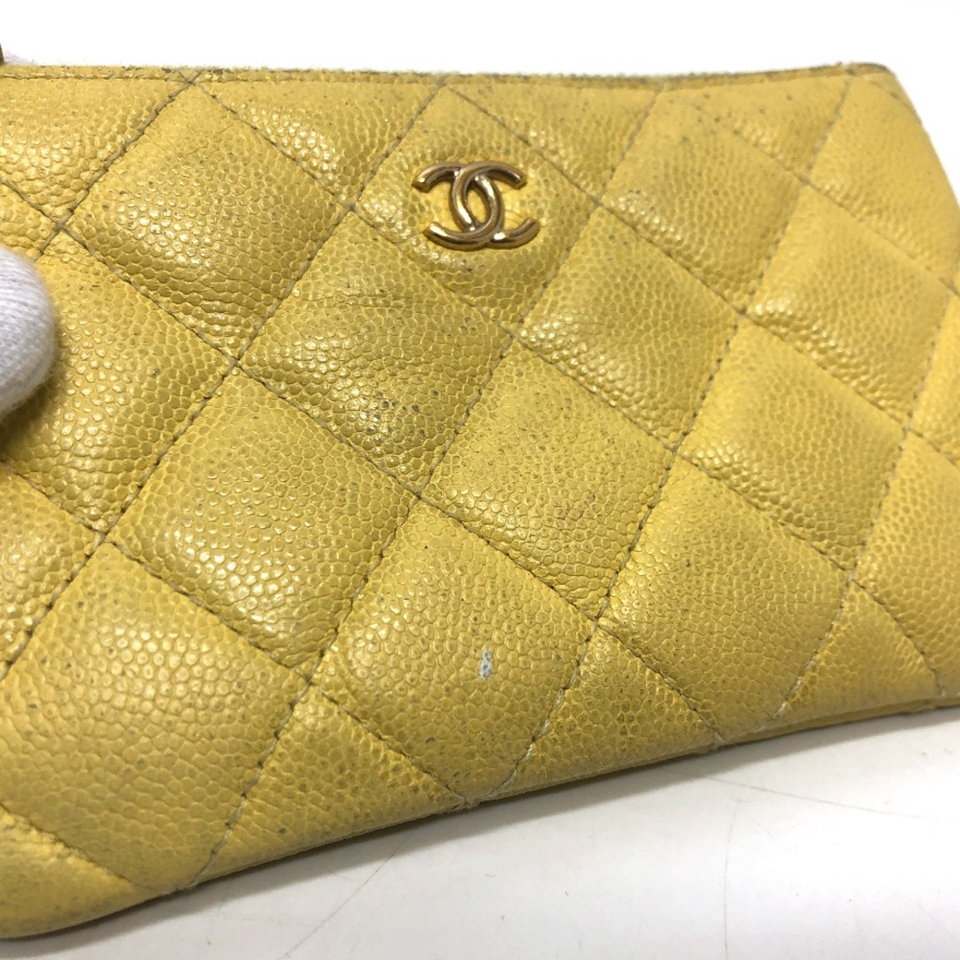 CHANEL(シャネル)のシャネル CHANEL ココマーク マトラッセ ミニ フラット ポーチ キャビアスキン イエロー レディースのファッション小物(ポーチ)の商品写真