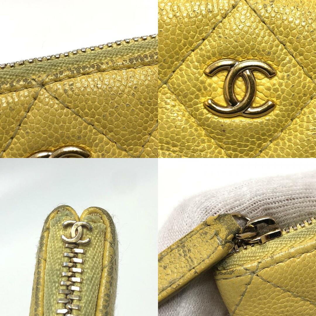 CHANEL(シャネル)のシャネル CHANEL ココマーク マトラッセ ミニ フラット ポーチ キャビアスキン イエロー レディースのファッション小物(ポーチ)の商品写真