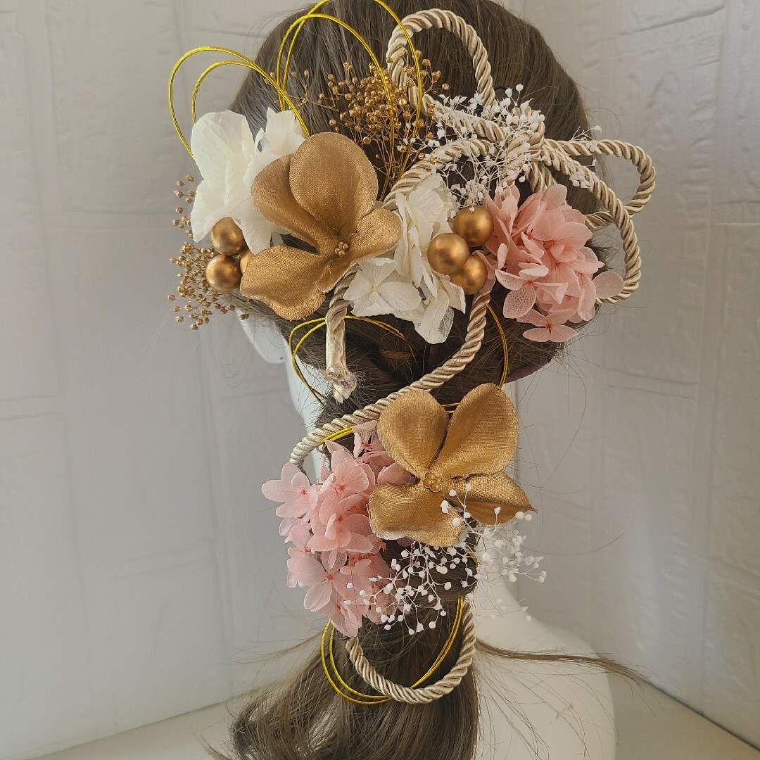 早割髪飾り「麗ピンク」成人式結婚式 レディースのヘアアクセサリー(ヘアピン)の商品写真