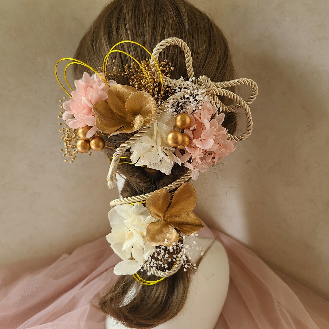 早割髪飾り「麗ピンク」成人式結婚式 レディースのヘアアクセサリー(ヘアピン)の商品写真