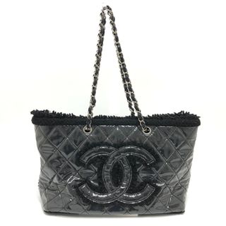 シャネル(CHANEL)のシャネル CHANEL ファニーツイード A47155 チェーン カバン トートバッグ ビニール ブラック(トートバッグ)