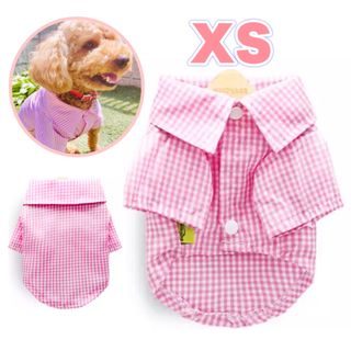 犬服 XSサイズ  可愛い チェック柄 シャツ ギンガムチェック 小型犬 ピンク(犬)